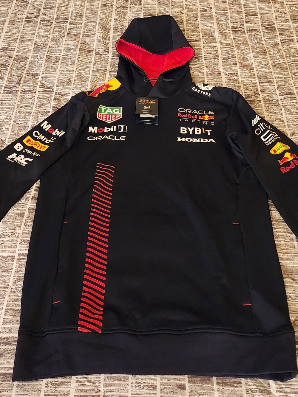 Oracle Red Bull Racing Men's Black & Red Lightweight Hoodie Jacket